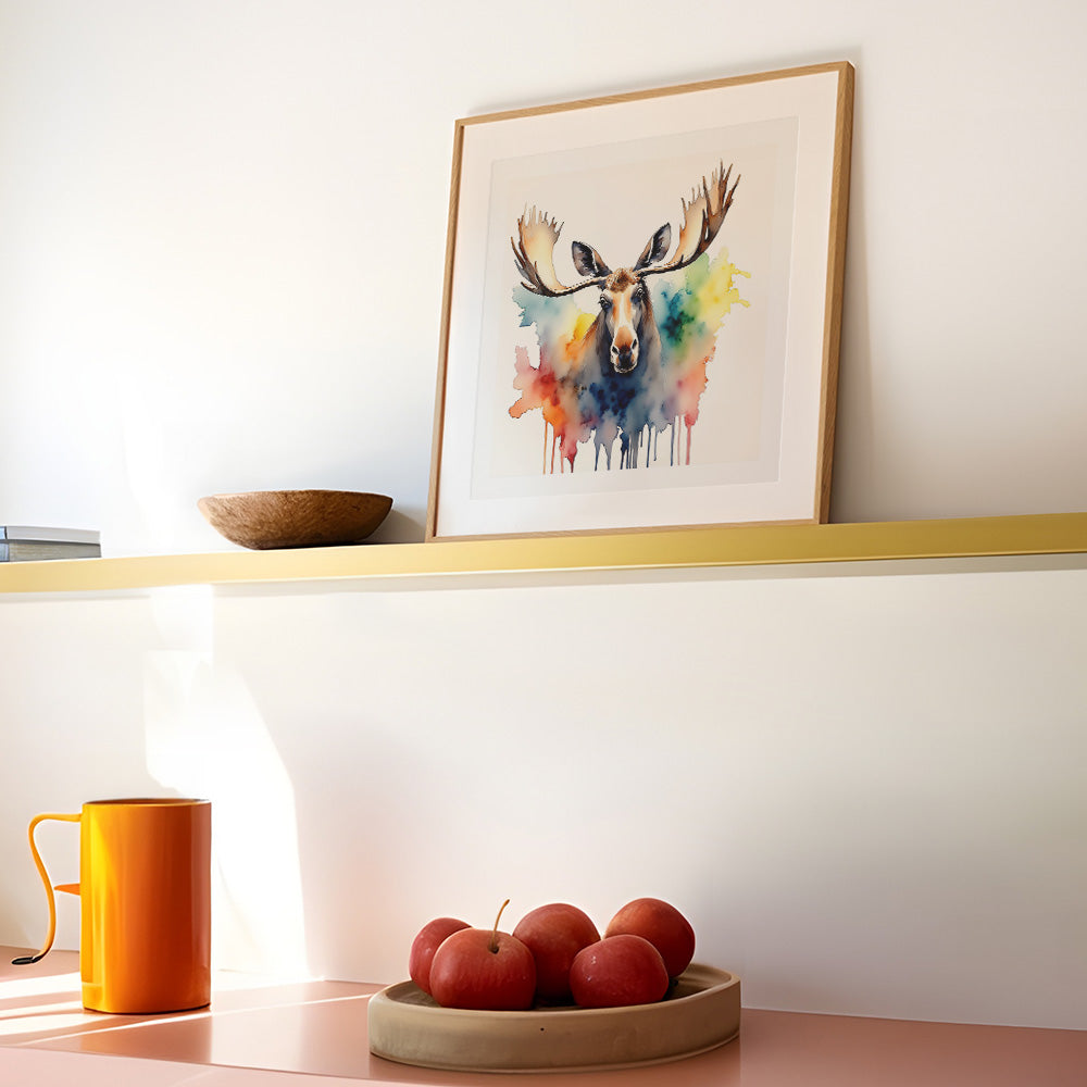 Morrie Watercolor Style Moose Art