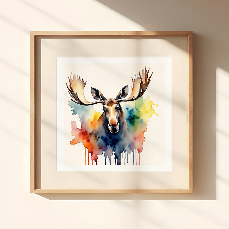 Morrie Watercolor Style Moose Art