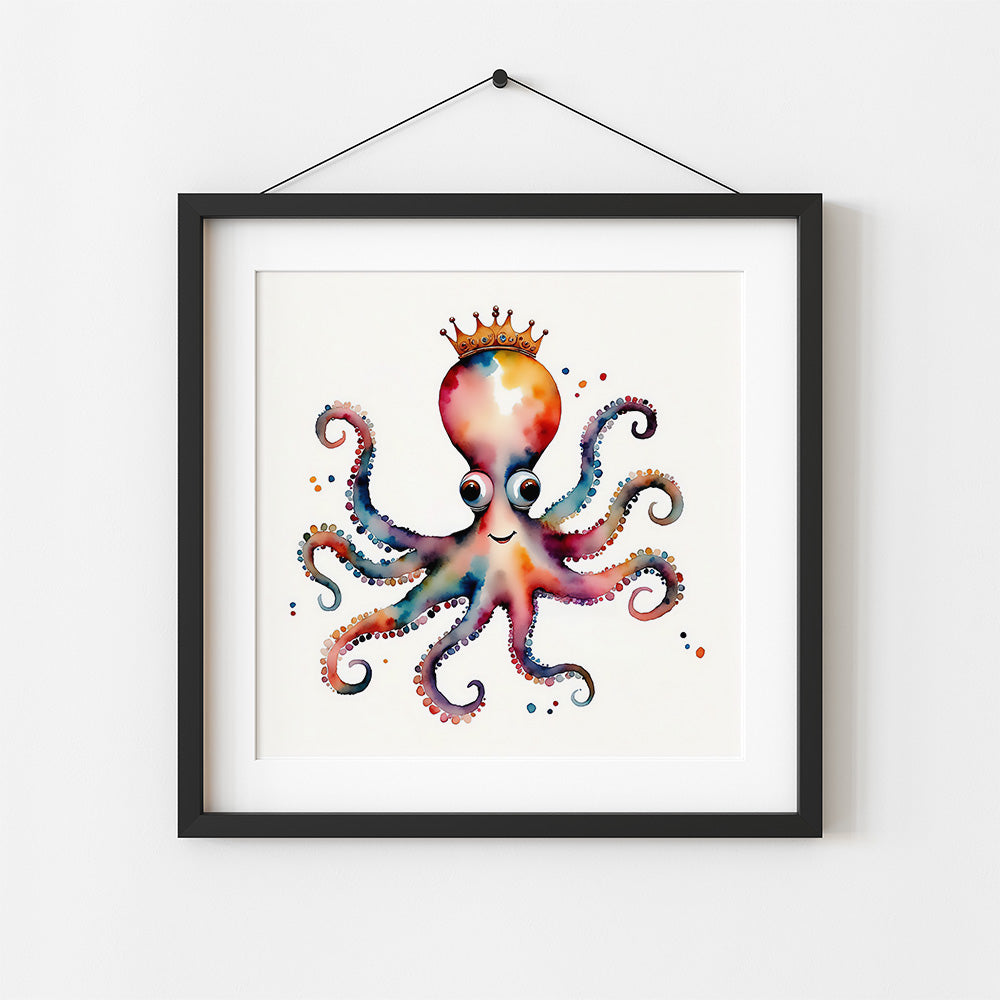 Octojoy Whimsical Watercolor Style Octopus Art