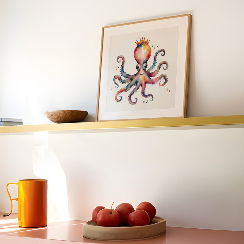 Octojoy Whimsical Watercolor Style Octopus Art