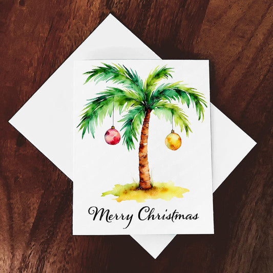 Palm Christmas Watercolor-Style Christmas Art