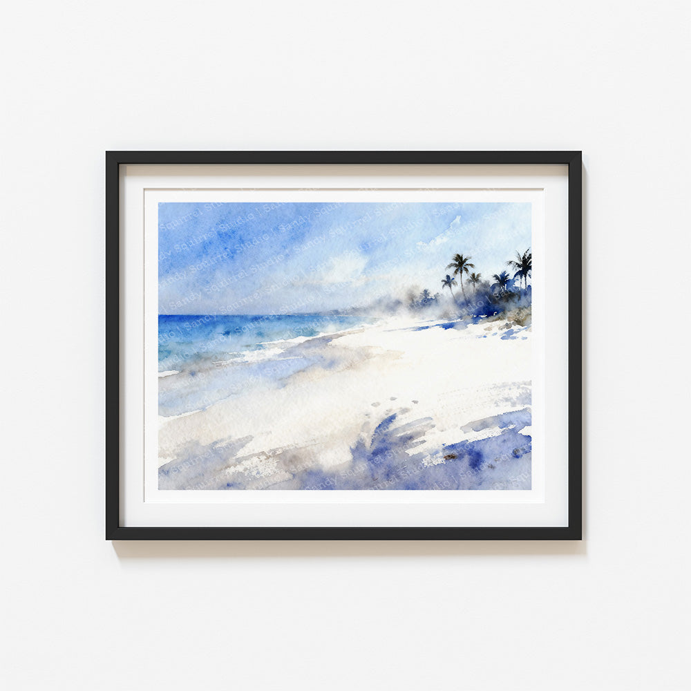 Paradise Watercolor-Style Coastal Beach Art