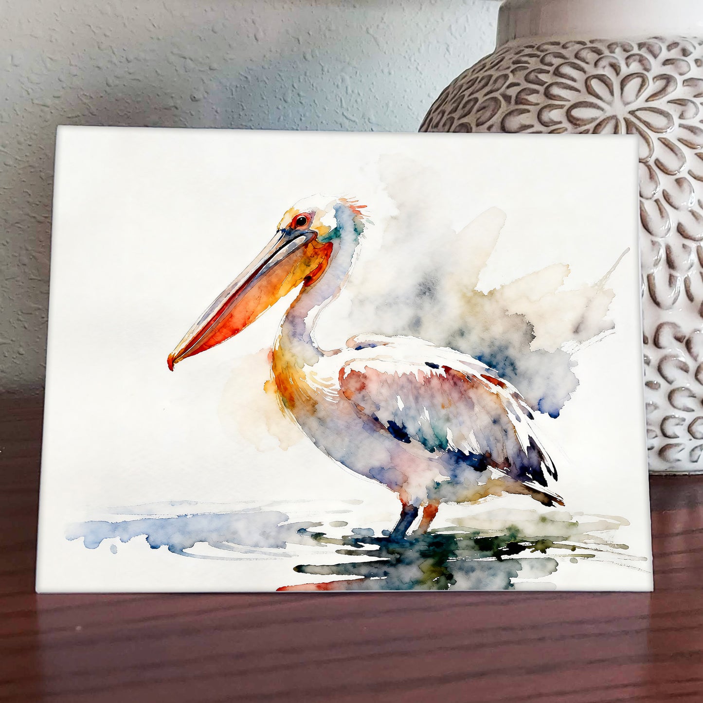 Petey Watercolor-Style Coatal Pelican Art