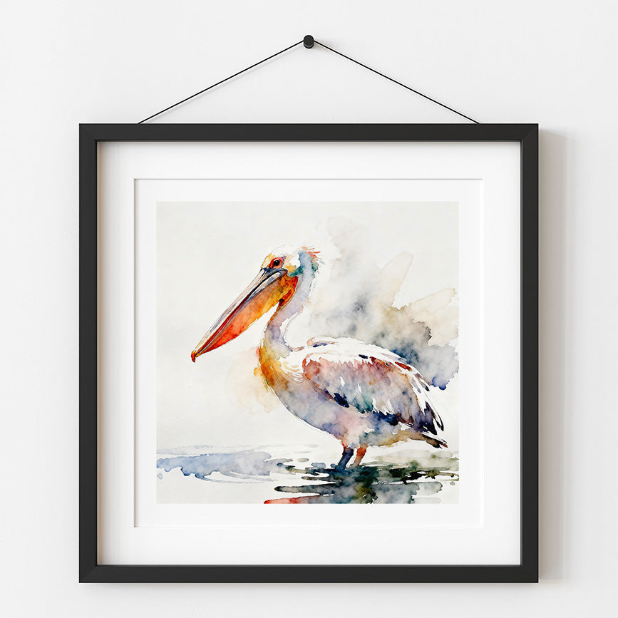 Petey Watercolor-Style Coatal Pelican Art