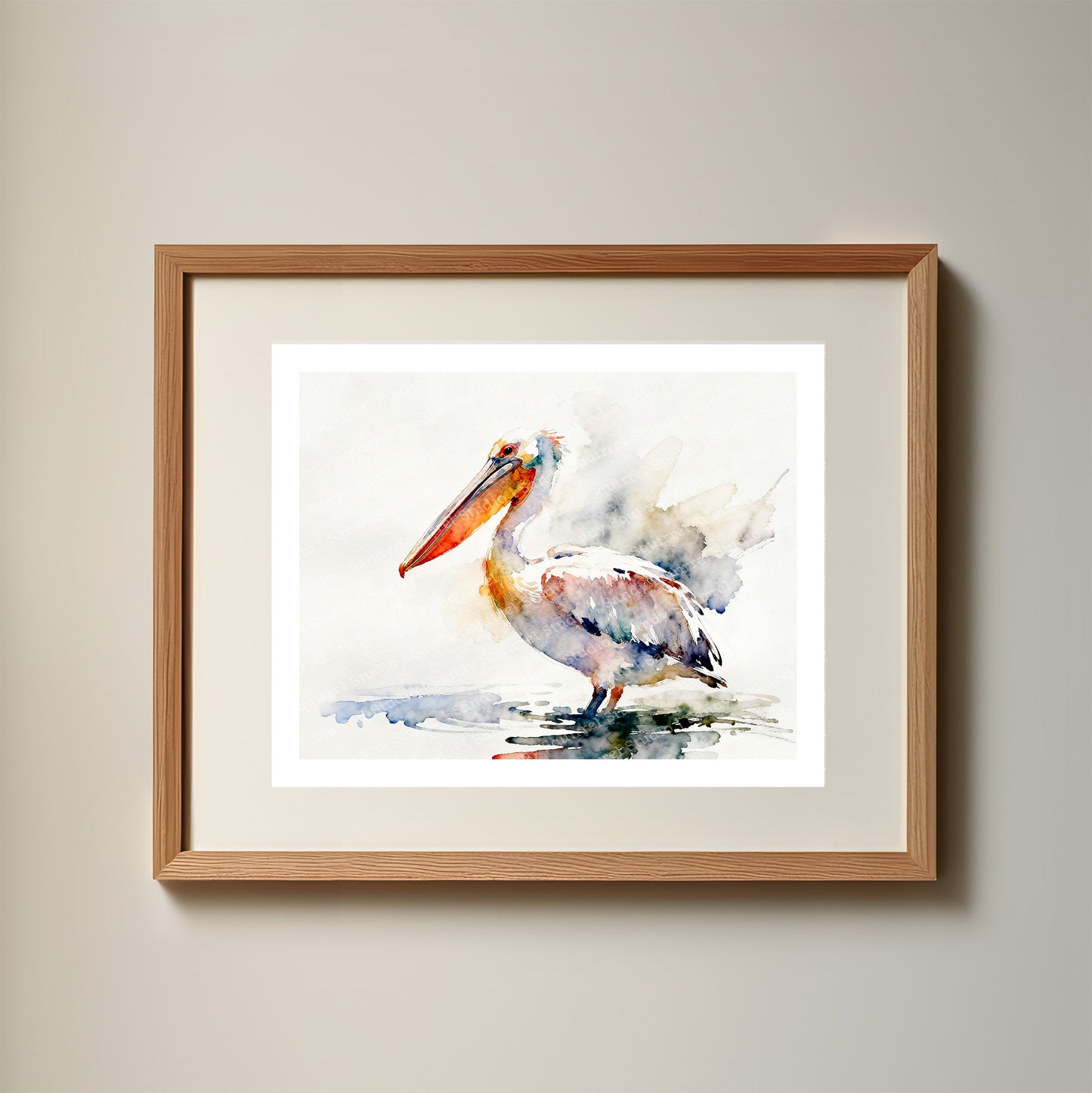 Petey Watercolor-Style Coatal Pelican Art