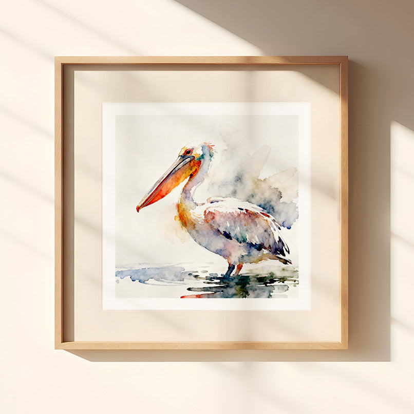 Petey Watercolor-Style Coatal Pelican Art