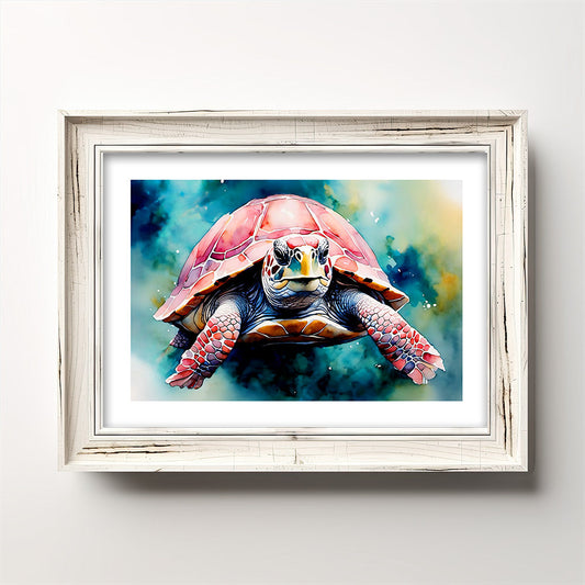 ’Pinkie’ Original Whimsical Turtle Wall Art Print Home Decor (Copy) 7 X 5