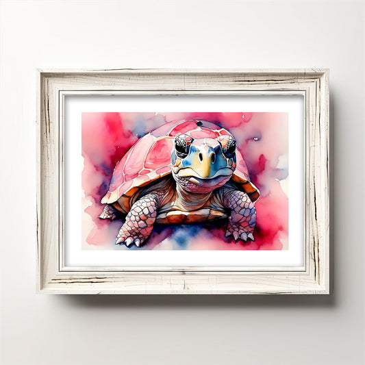 ’Poppy’ Original Whimsical Turtle Wall Art Print Home Decor 5 X 7