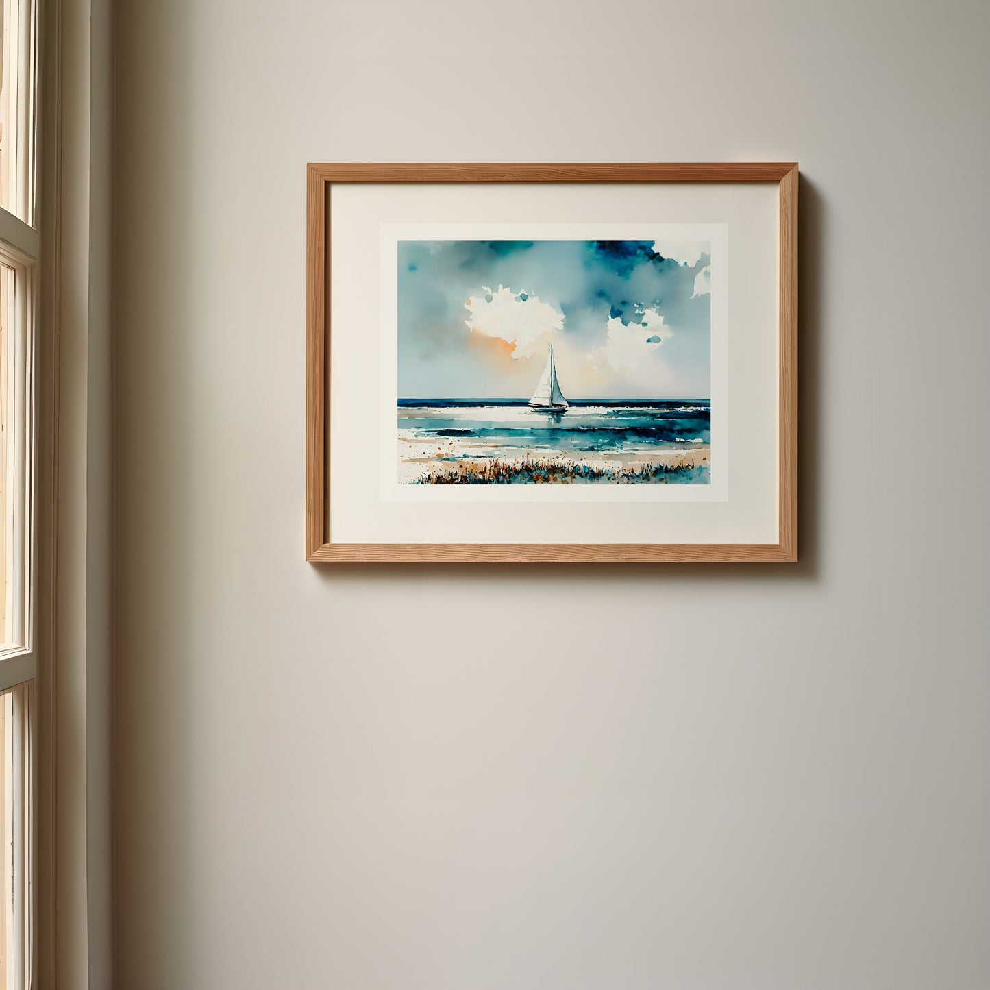 ’Sailing’ Coastal Sailboat Original Art Print 10X8 Watercolor Style Sailing Home Decor Nautical