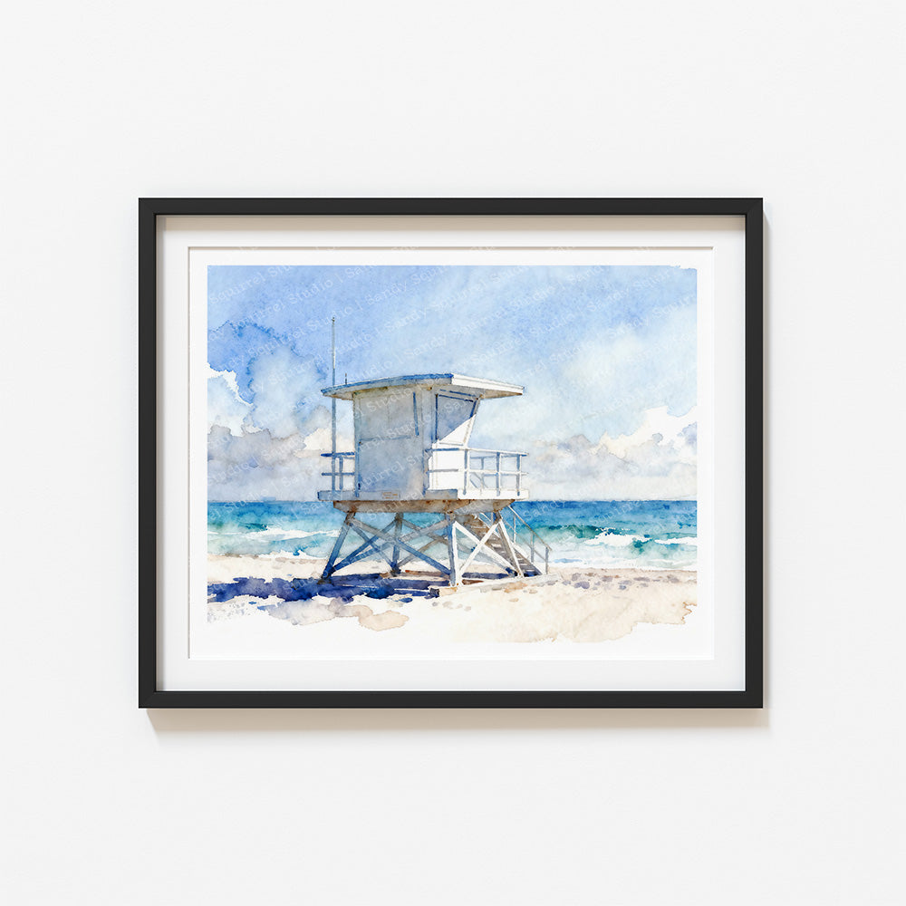 Sentinel Watercolor-Style Coastal Beach Art