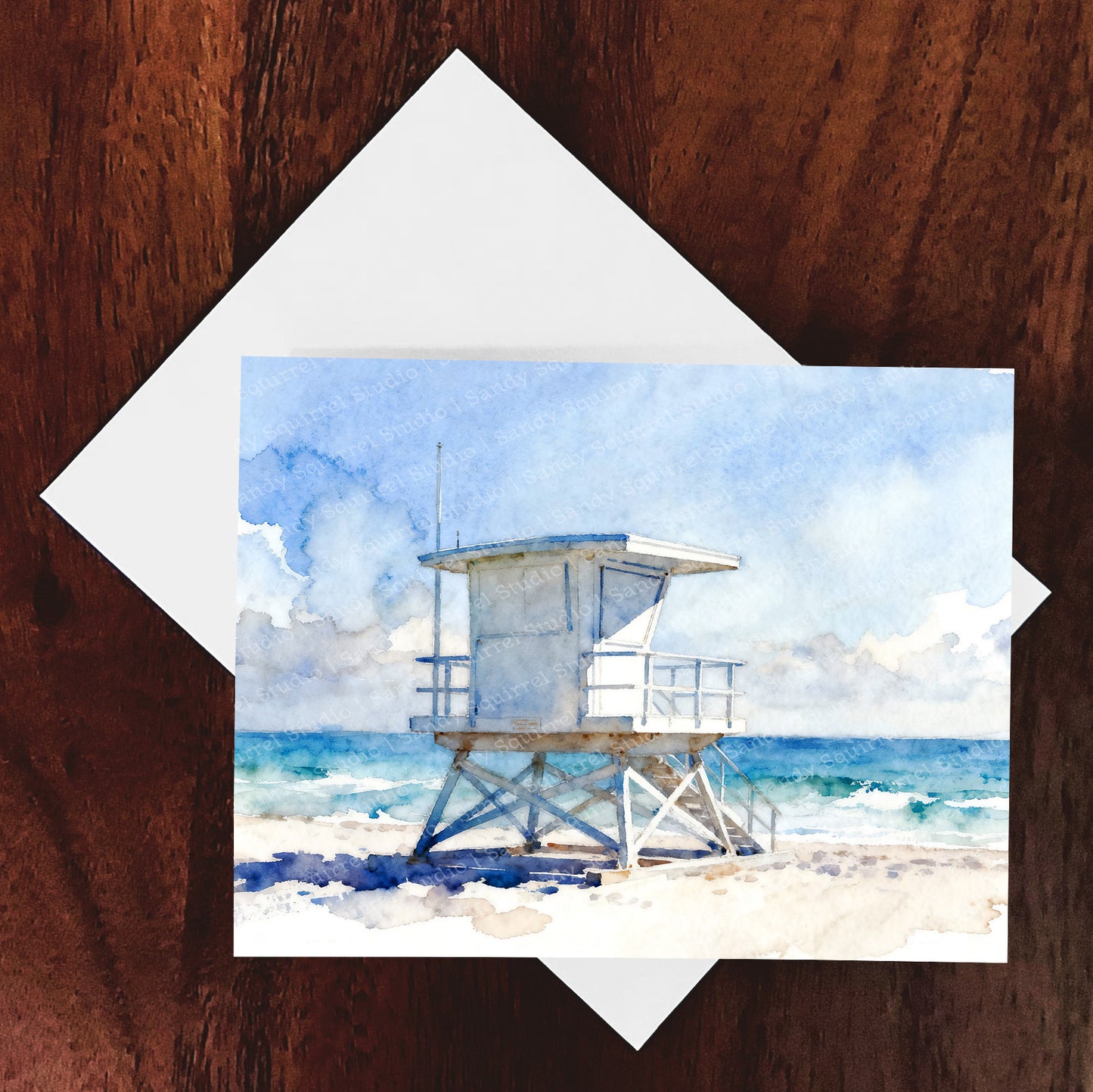 Sentinel Watercolor-Style Coastal Beach Art