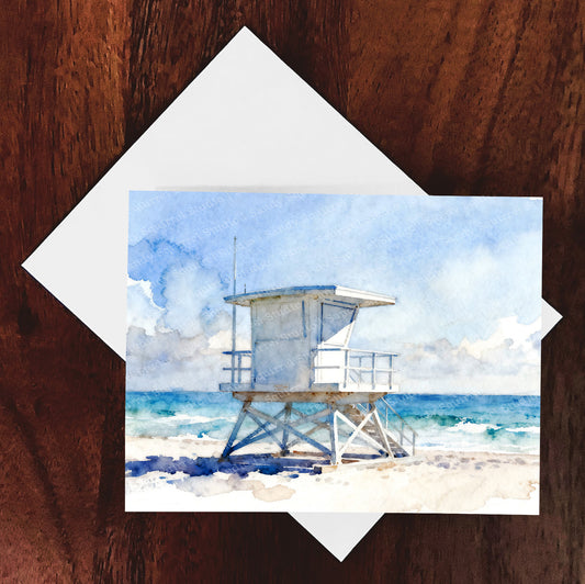 Sentinel Watercolor-Style Coastal Beach Art