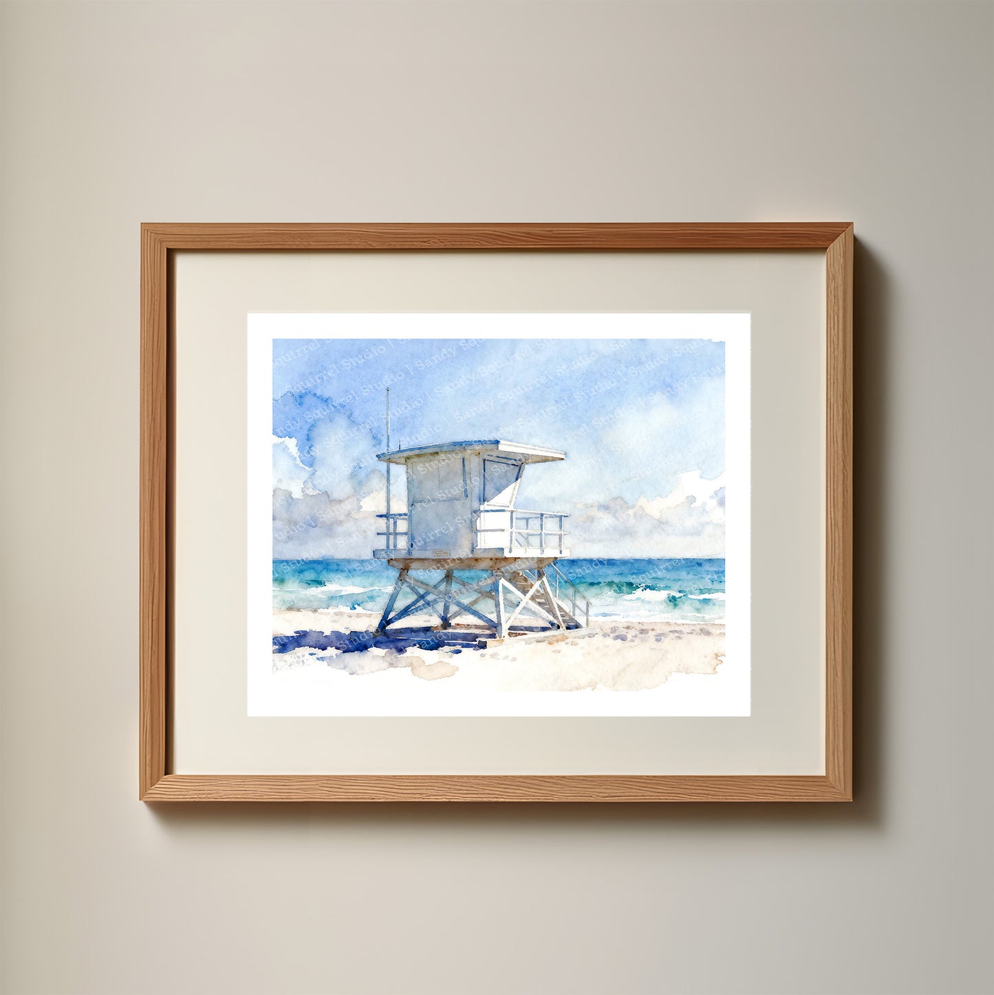 Sentinel Watercolor-Style Coastal Beach Art