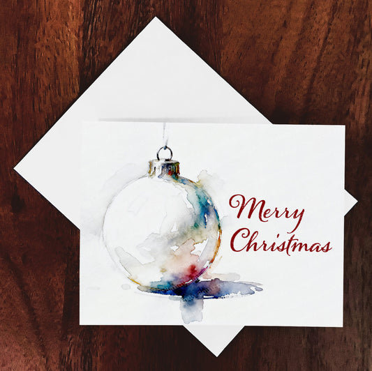 Snowy White Watercolor-Style Christmas Ornament Art