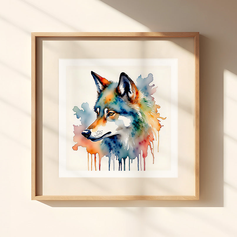 Spirit Watercolor Style Wolf Art