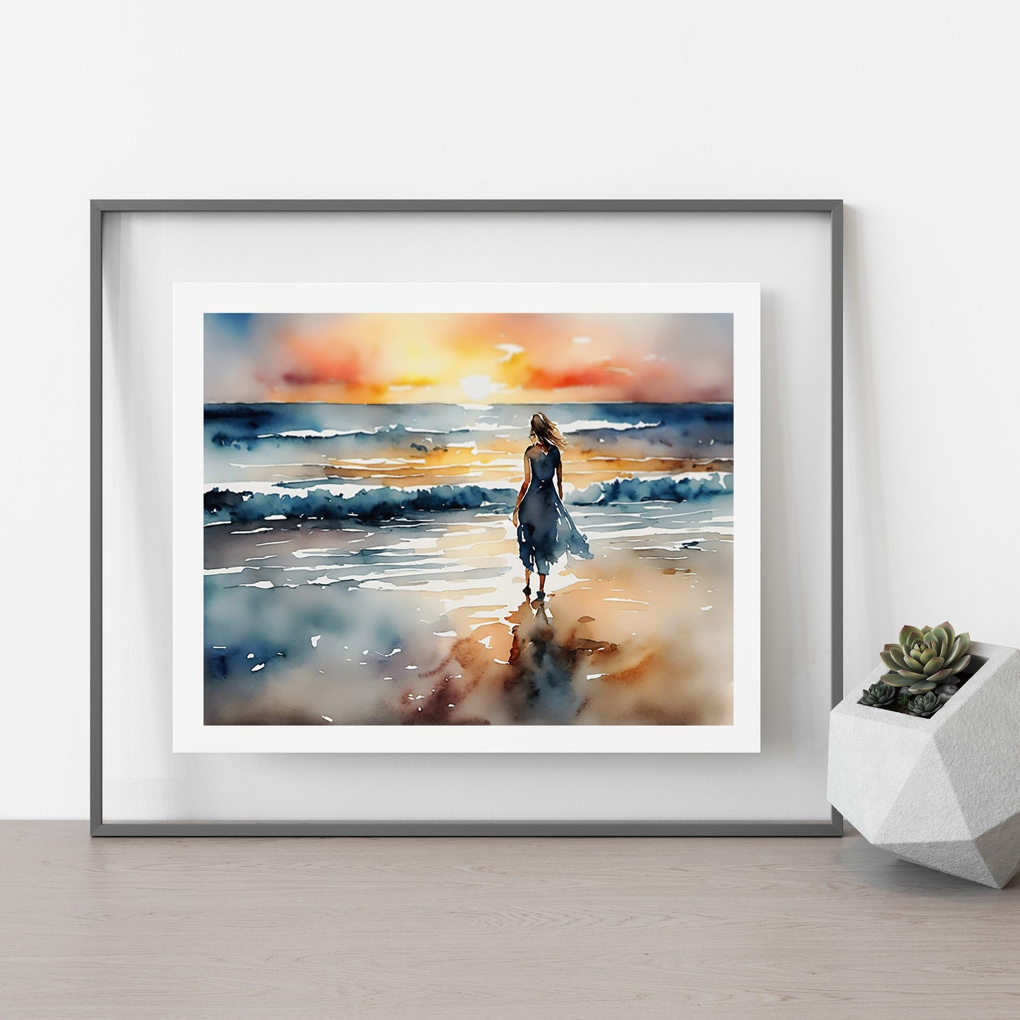 ’Sunrise Soiree’ Original Coastal Art Print Home Decor Wall Art Watercolor-Style 10x8 Print Art Print
