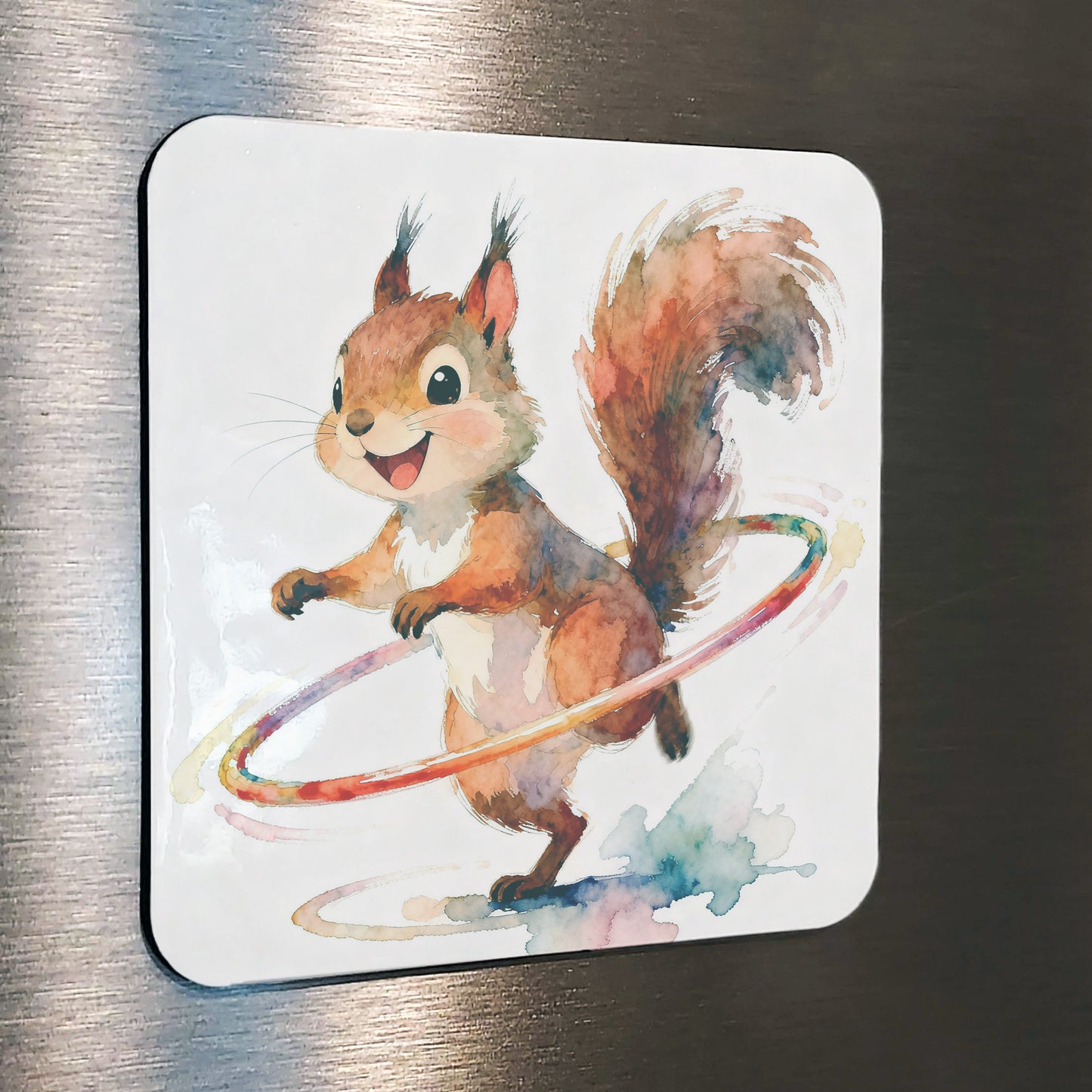 Swivel Watercolor-Style Hula Squirrel Art