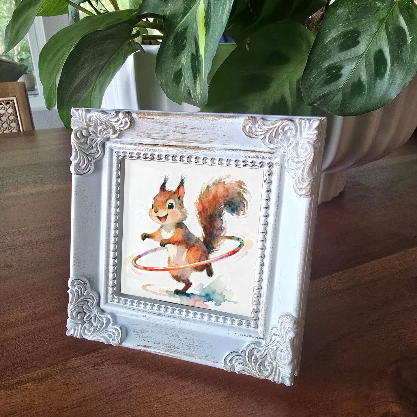Swivel Watercolor-Style Hula Squirrel Art