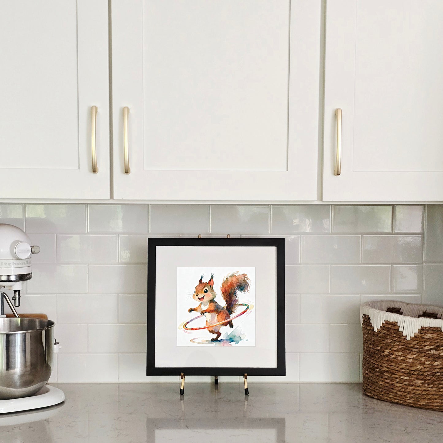 Swivel Watercolor-Style Hula Squirrel Art