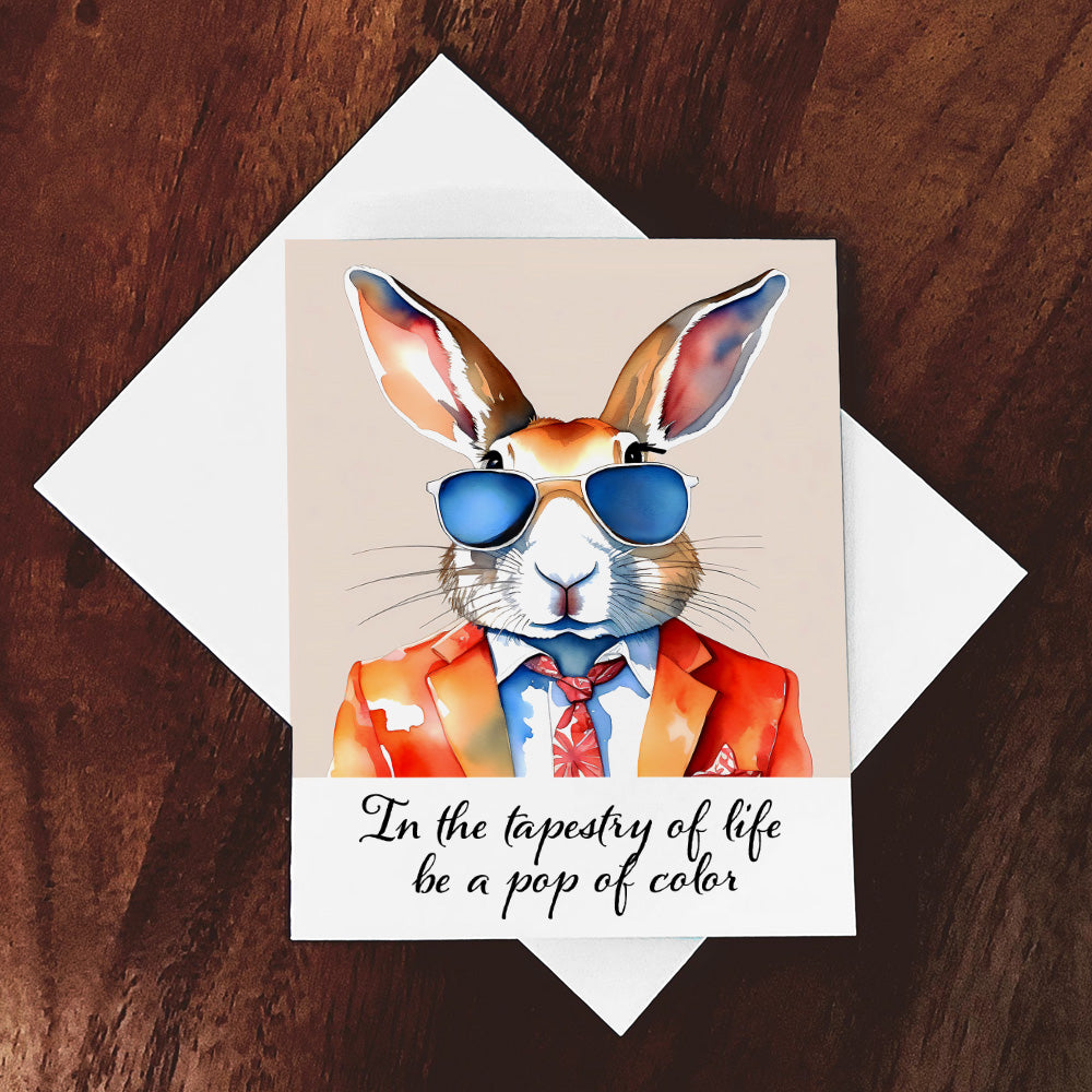 "Vibrant" Original Whimsical Sharp Dressed Rabbit Art