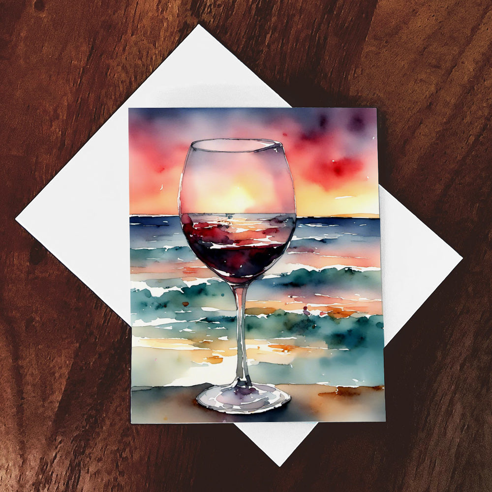 "Vino Sunset" Original Coastal Beach Art Watercolor Style