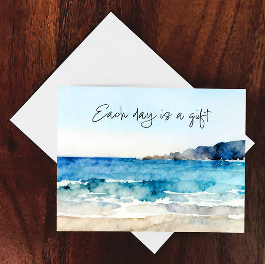 Waves Watercolor-Style Coastal Landscape Art