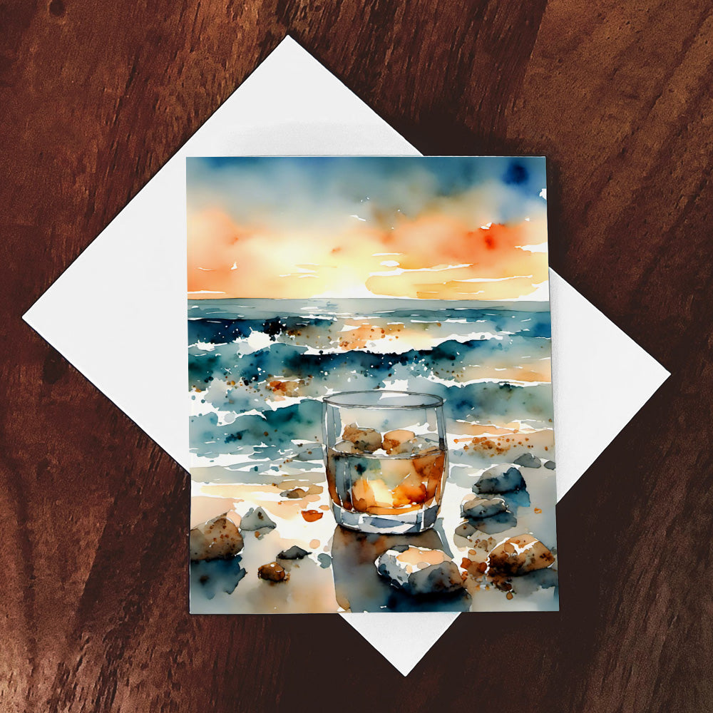 "Whisky Waves" Original Coastal Beach Art Watercolor Style Home Decor Wall Art Print