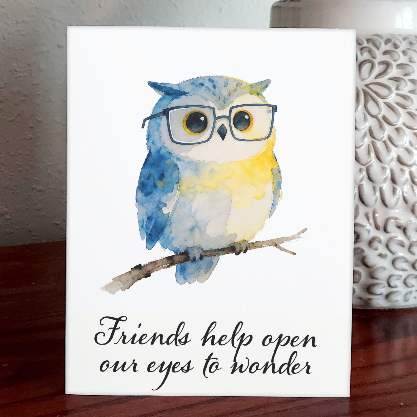 Who Whimsical Watercolor-Style Owl Art
