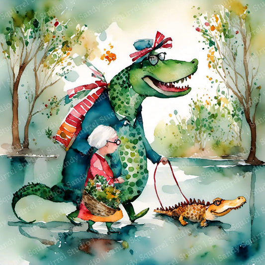 "Birds of a Feather" Original Whimsical Grandmother Art Home Decor Wall Art Print