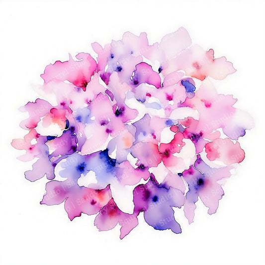 Abloom Watercolor Style Floral Hydrangea Art