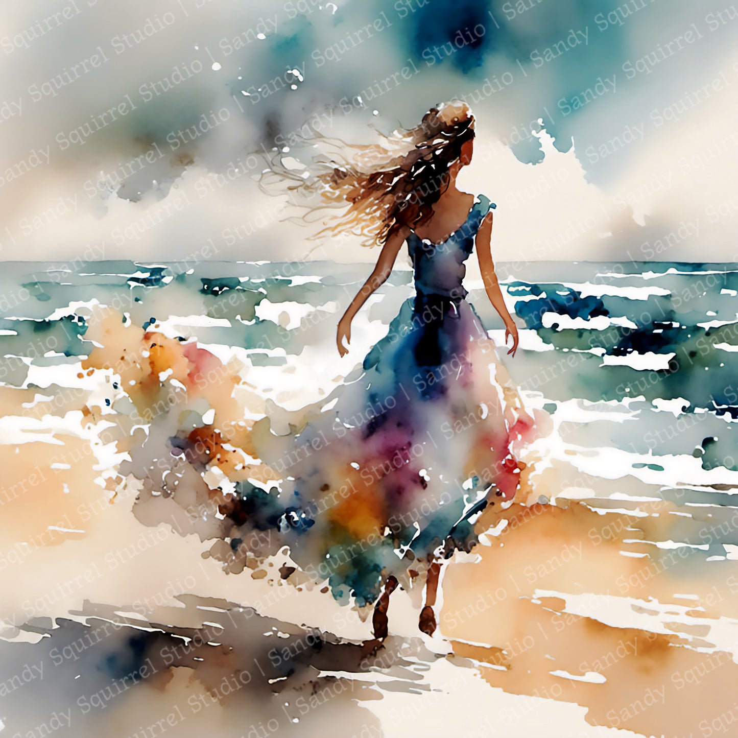 "Alive" with the Ocean Original Coastal Beach Watercolor Style Art