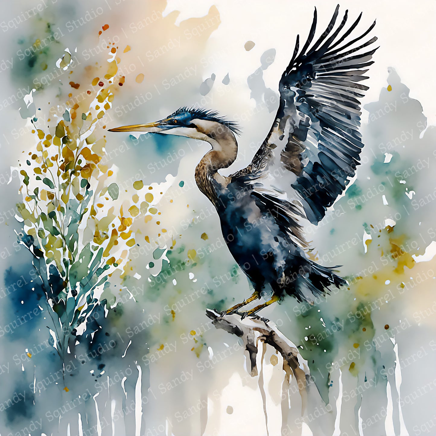 "Annie" St Johns River Original Anhinga Art Print Home Decor Watercolor Style Wall Art