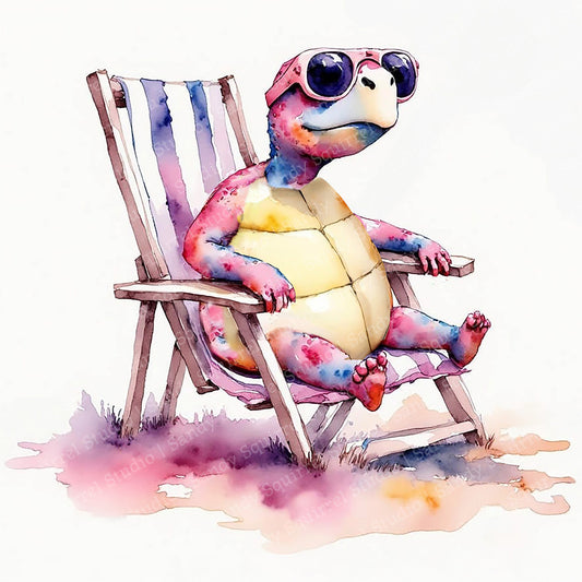 Bake Whimsical Watercolor Style Turtle Greeting Card