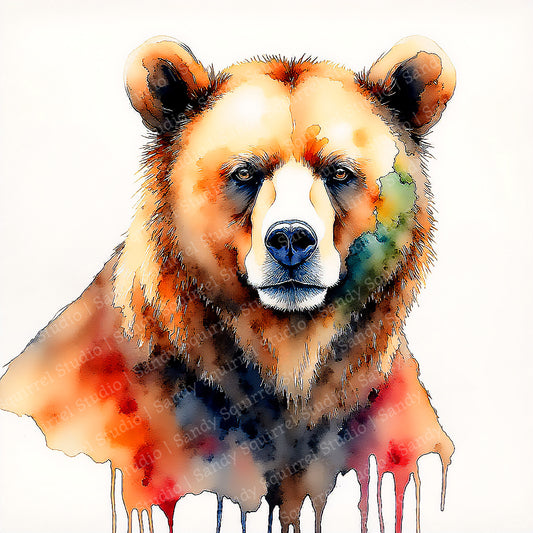 Ben Watercolor Style Brown Bear Art