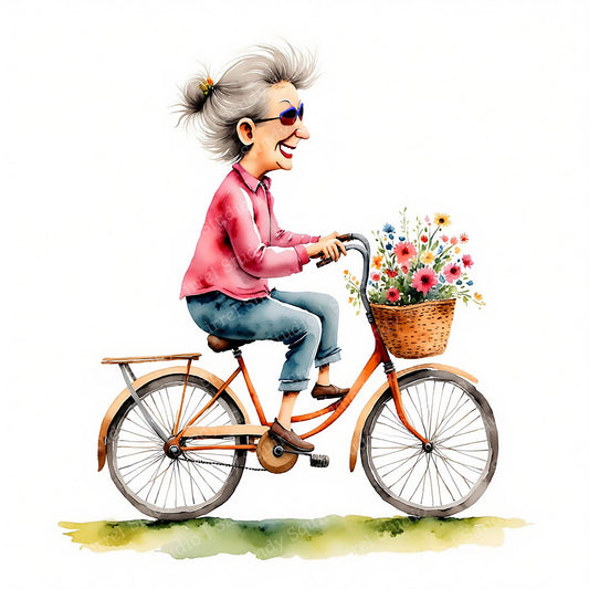 Bike Whimsical Watercolor Style Inspirational Art