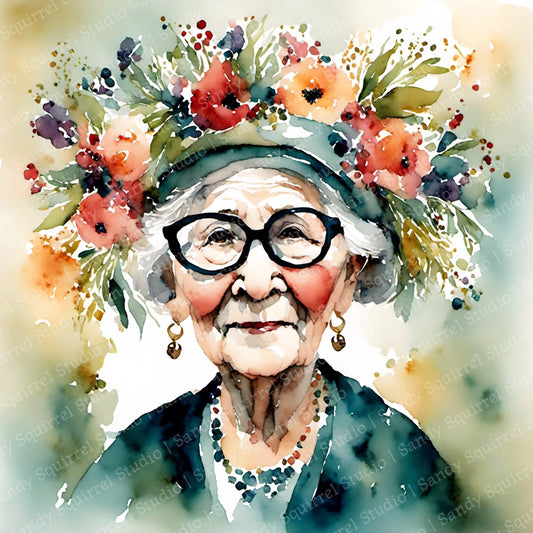 Bloom Original Whimsical Grandmother Art