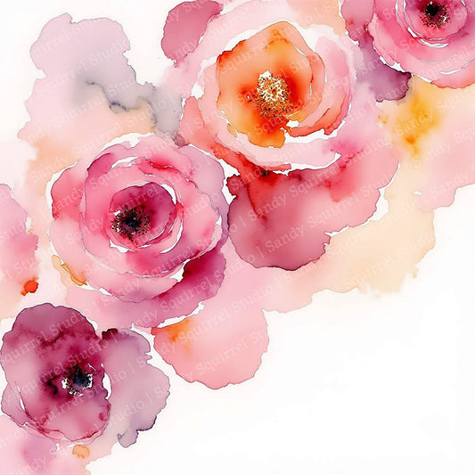 Blush Watercolor Style Floral Art