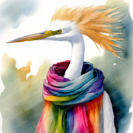 "Bold" Original Whimsical Sandhill Crane Art Home Decor Wall Art Print