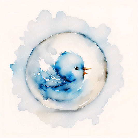 Bubbly Whimsical Watercolor Style Bluebird Quotable Greeting Card
