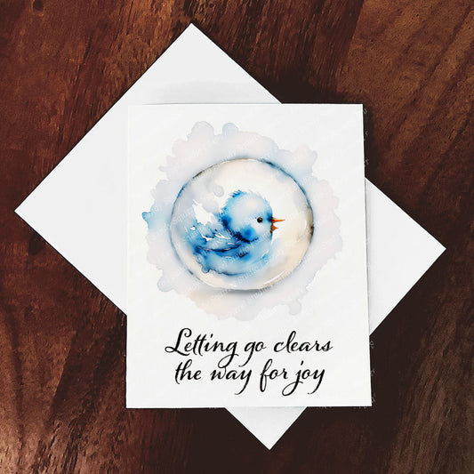Bubbly Whimsical Watercolor Style Bluebird Quotable Greeting Card