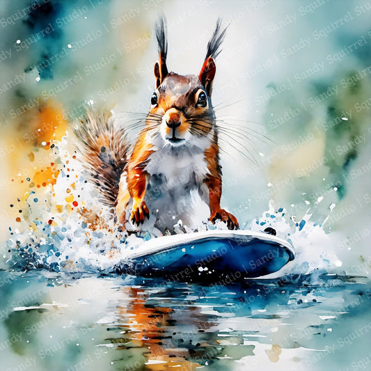 "Bucky Boogie" Original Watercolor-Style Squirrel Wall Art
