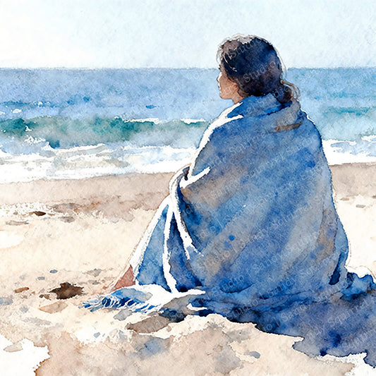 Bundled Watercolor-Style Coastal Beach Art