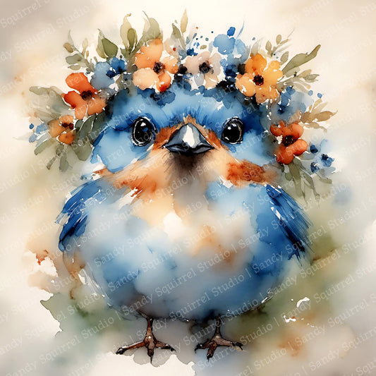 "Buttercup" Original Bluebird of Happiness Art