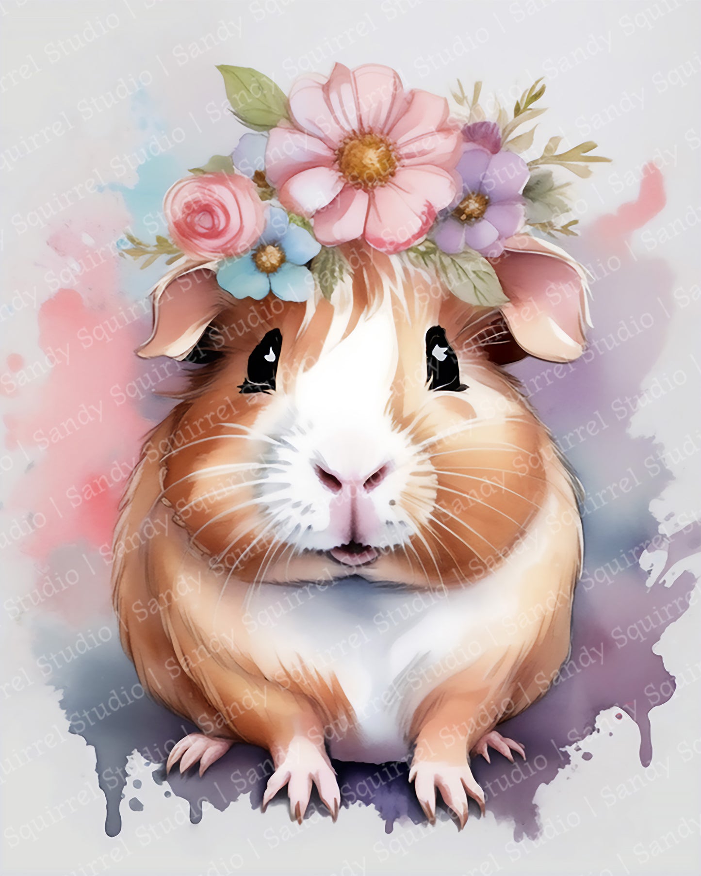 "Claire" Original Guinea Pig Art Print Home Nursery Decor Watercolor Style Wall Art