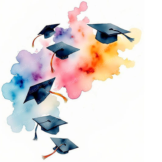 Commence Watercolor Style Graduation Commencement Card
