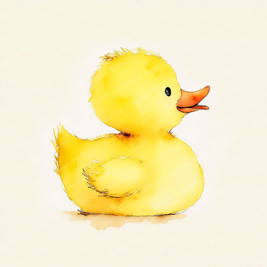 Duckie Watercolor-Style Rubber Duck Greeting Card