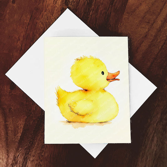 Duckie Watercolor-Style Rubber Duck Greeting Card