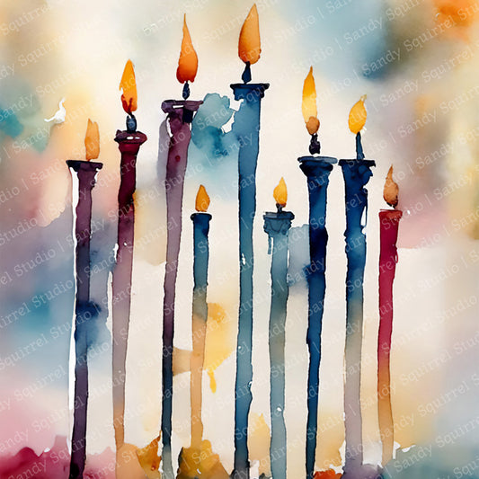 Eternal Flames Watercolor-Style Festival of Lights Art
