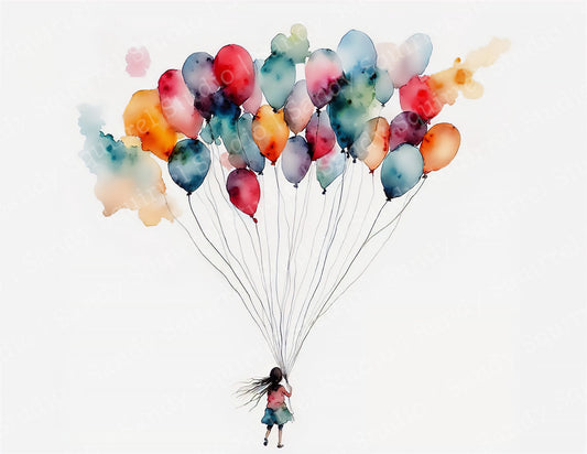 "Eventful Balloons" Whimsical Balloon Wall Art Print Home Decor
