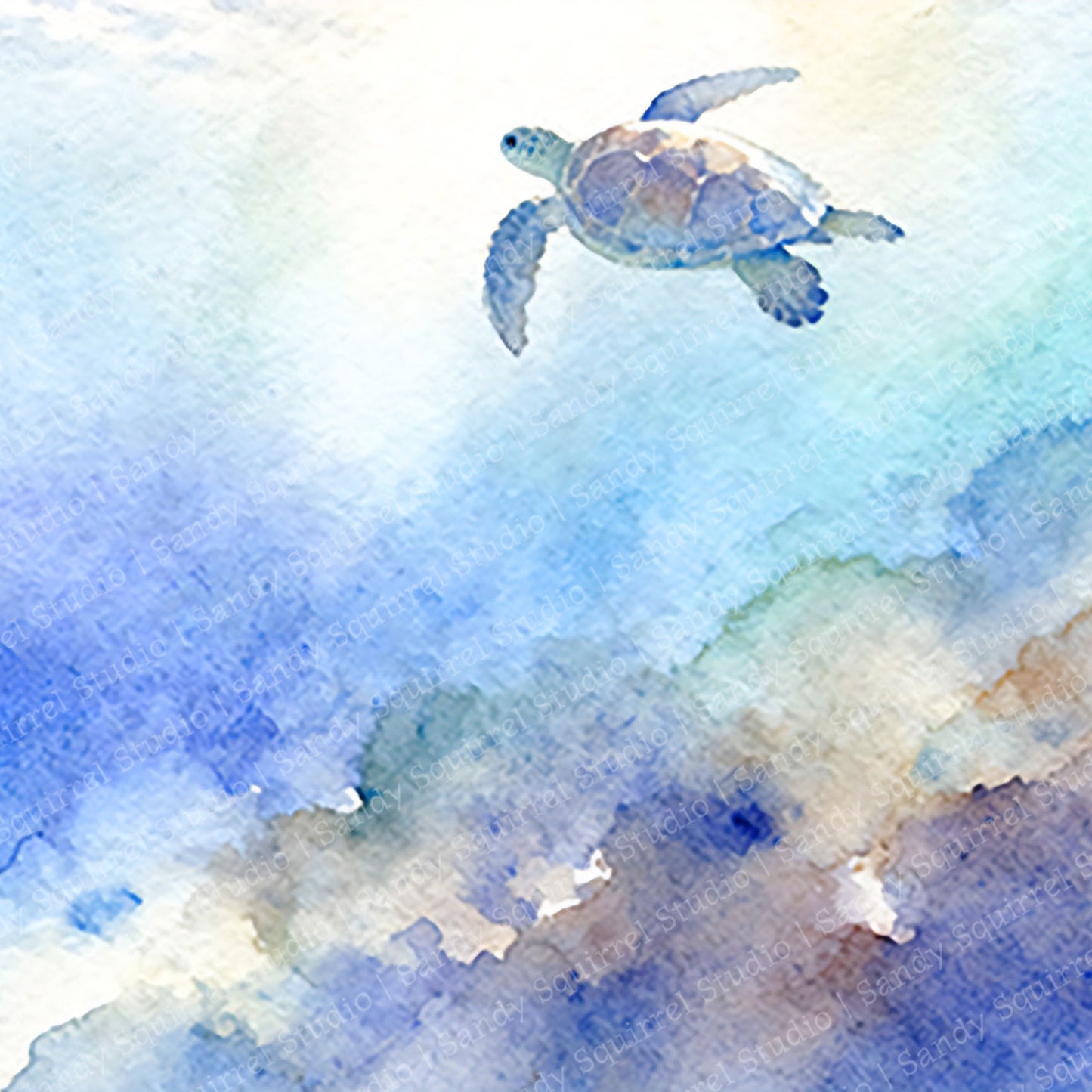 Float Watercolor-Style Coastal Turtle Art